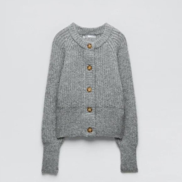 Zara Gray Button-Up Cardigan - Picture 2 of 6